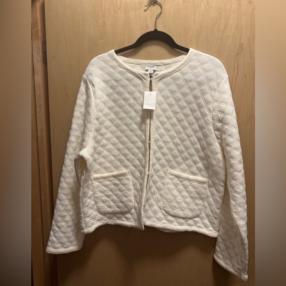 NWT women’s J.Crew Factory quilted jacket size XL color Ivory style#BV786